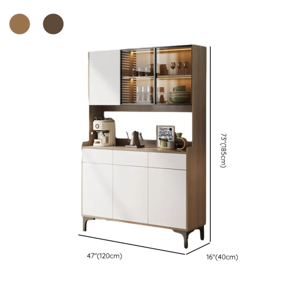Buffet vaisselier en bois et verre avec partie haute