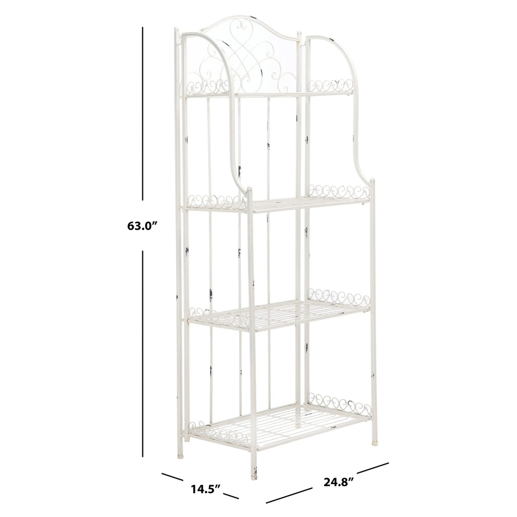 SAFAVIEH Bryn Étagère de boulanger d'extérieur victorienne en fer forgé à 4 niveaux - 63,5 cm l x 38,1 cm P x 160 cm H - 25L x 15P x 63H