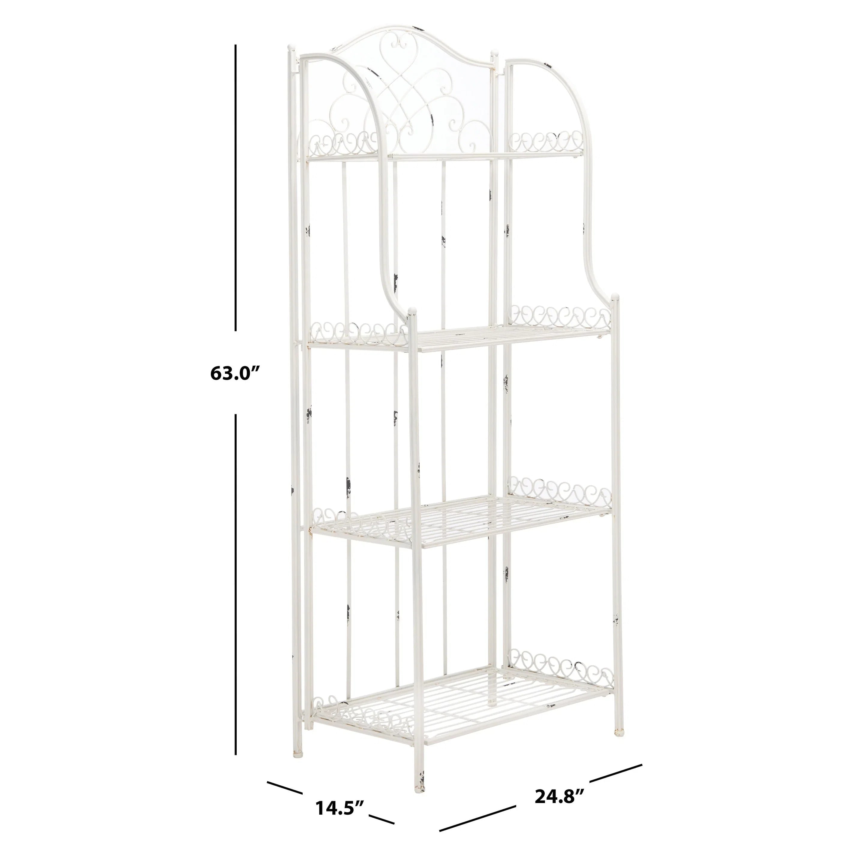 SAFAVIEH Bryn Étagère de boulanger d'extérieur victorienne en fer forgé à 4 niveaux - 63,5 cm l x 38,1 cm P x 160 cm H - 25L x 15P x 63H