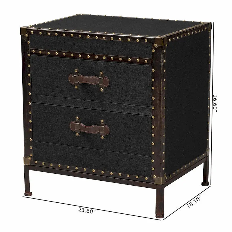 Table d'appoint/Malle de rangement en toile effet vieilli Laura