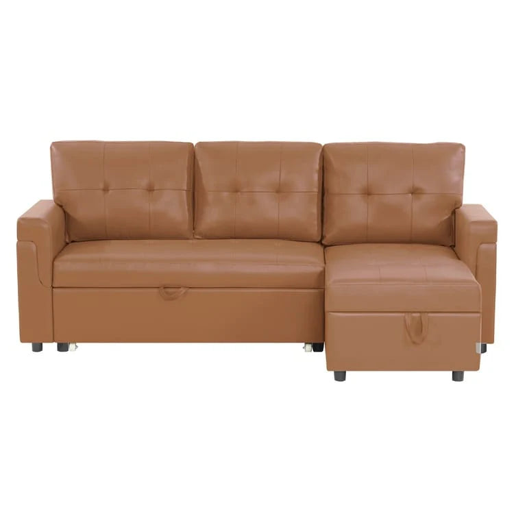 Canapé d'angle réversible avec lit gigogne, méridienne de rangement, pieds durables,